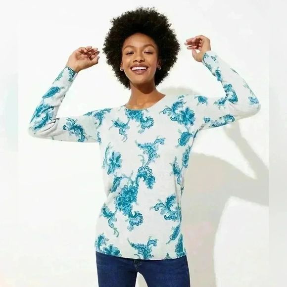 LOFT Sweaters - LOFT Floral Paisley Wool Blend Scoop Neck Sweater Size Medium